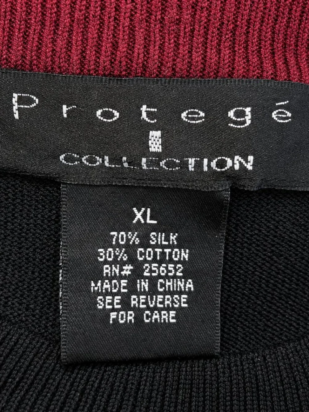 Protege Collection Black & Red Argyle Silk Cotton Knit Sweater XL